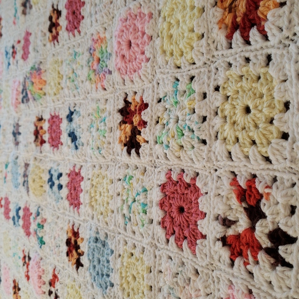 Cozy Colorful Handmade Vintage Crochet Afghan Throw Blanket 52 X 34 - Picture 7 of 10